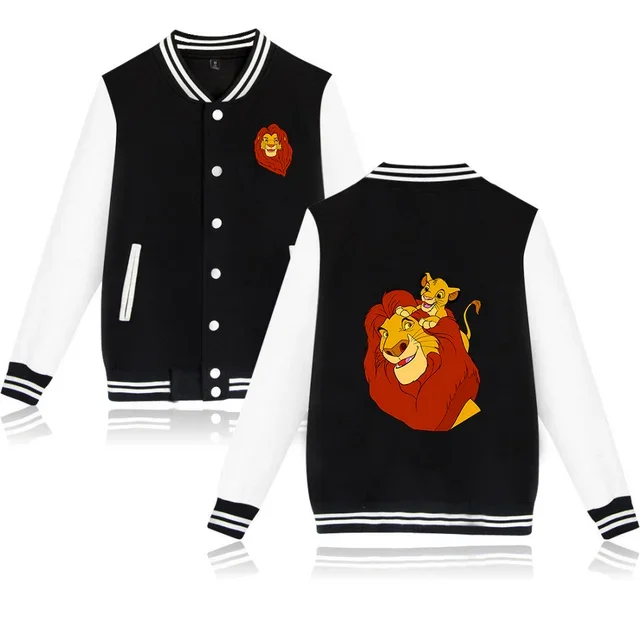 Disney The Lion King Simba Baseball Jacket Men Women Hip Hop Harajuku Jackets Streetwear Kids Boys Girls Loose College Coats