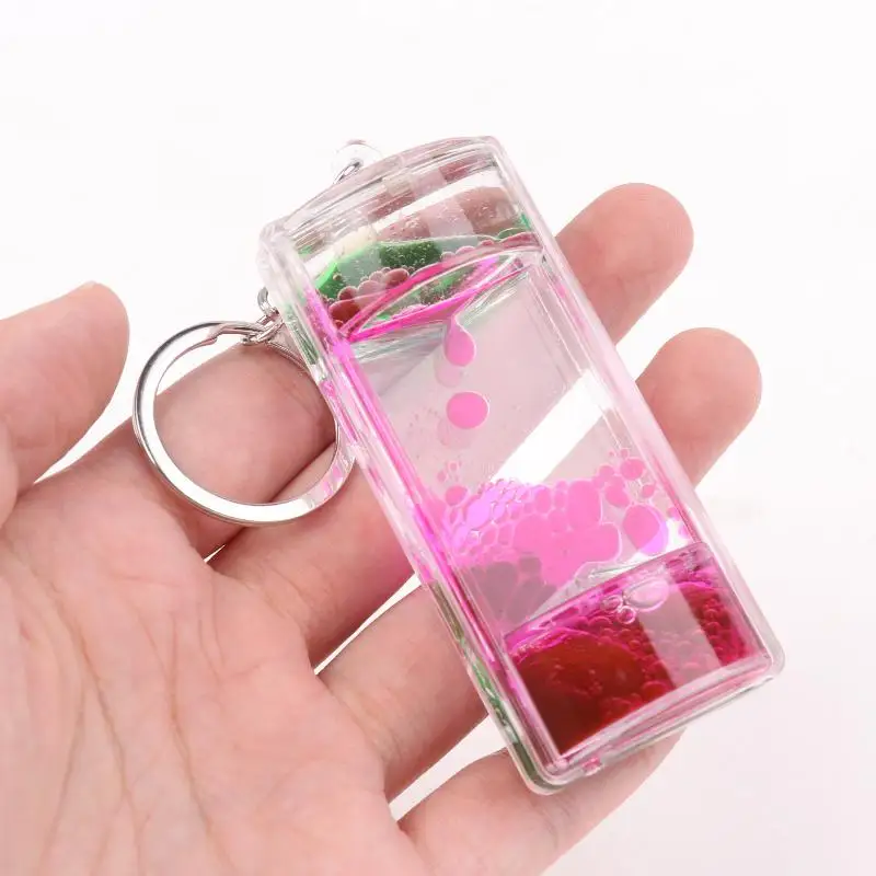 Dynamische Flüssigkeitstimer Schlüsselanhänger Bunter Bewegungs-Bubble-Schlüsselring Taschenanhänger Deko – Detail 9