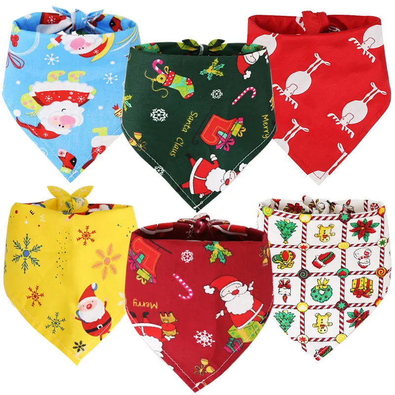 

Christmas Bandanas Dog Triangle Towel Classic Xmas Thanksgiving Pet Scarf Bibs Kerchief Holiday Birthday Decoration for Dog Cat