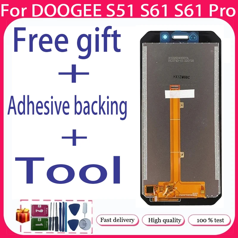 

For DOOGEE S51 S61 S61 Pro + LCD Display + Touch Screen+Free adhesive backing+Tool