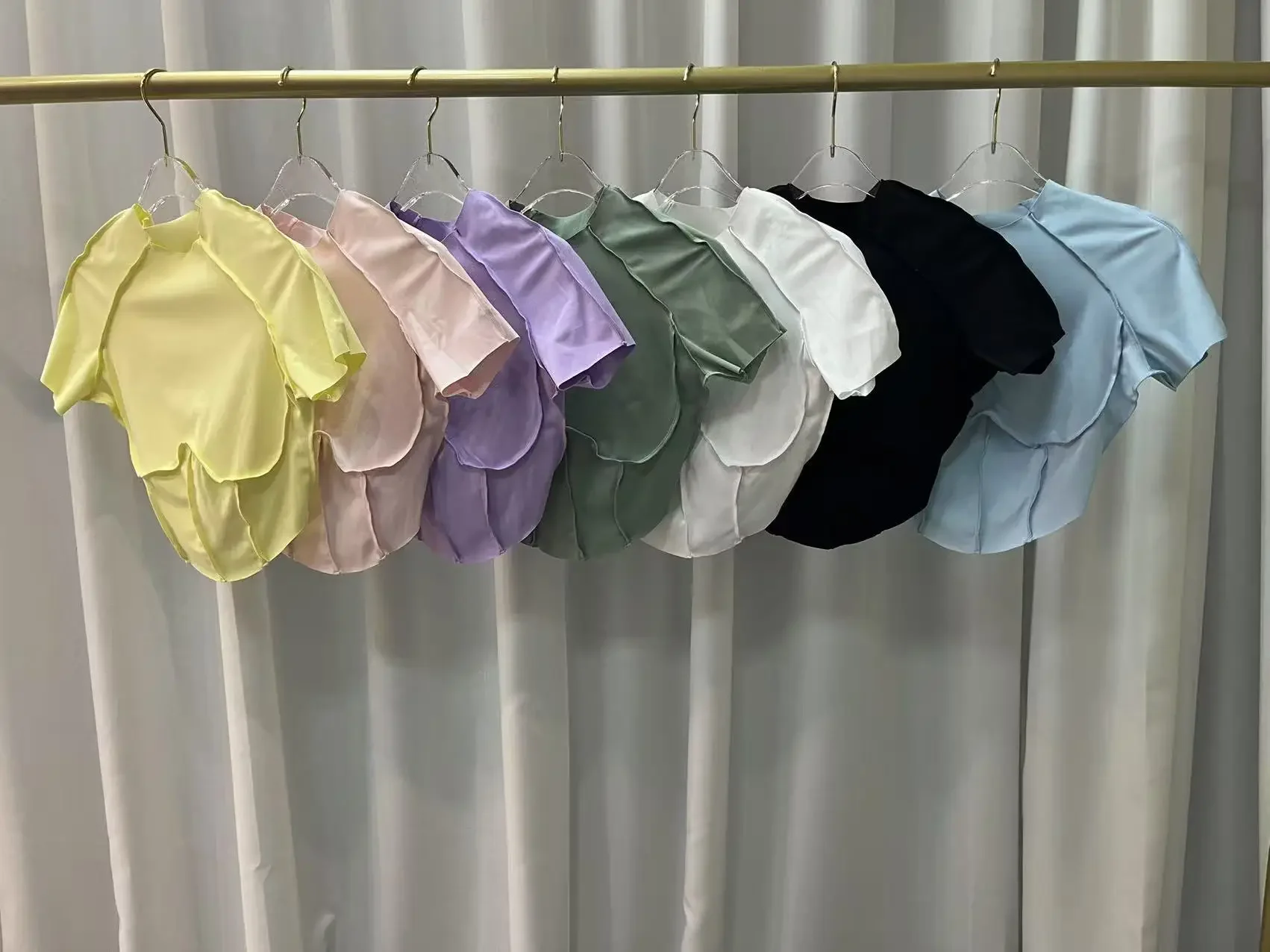 

#%Gym Shirt Woman No Padding Sports Top 2025 Pilates Tops Yoga Clothing Activewear Fitness T-shirt Yellow Purple Green Blue Pink