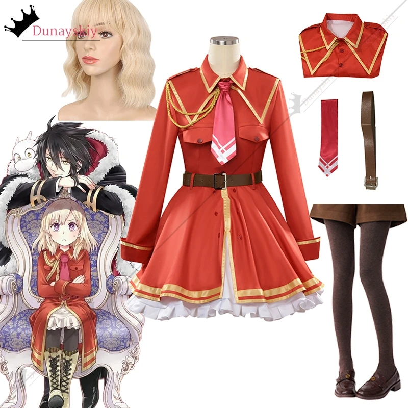 Gil Selwell Cosplay Costume Anime The Do-Over Damsel Conquers the Dragon Emperor Role-Playing Red Dress Uniform With Wig Set