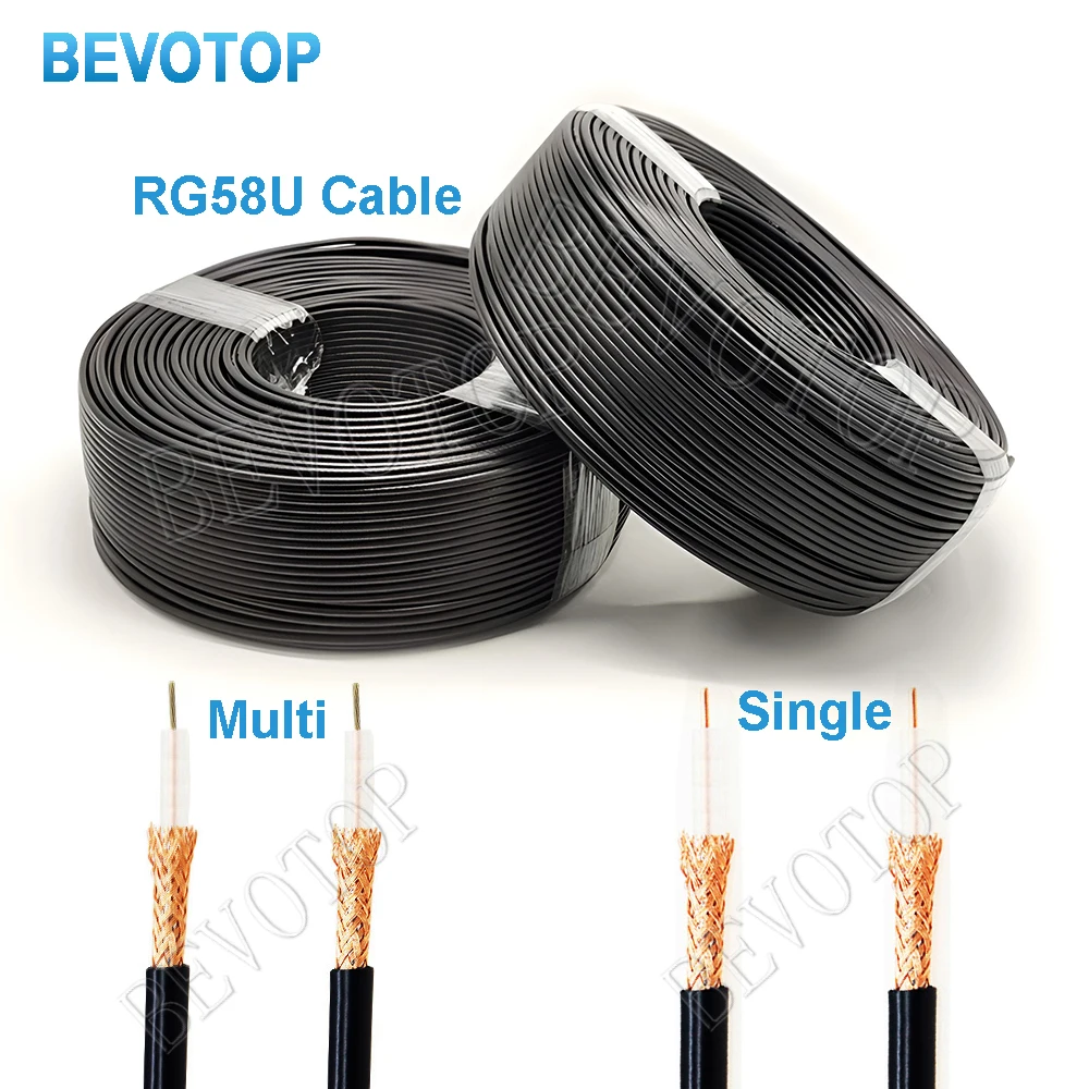 RG-58/U Single/Multi Core 2 Types RG58/U 50-3 RF Coaxial Cable 50 Ohm Bare Copper Low Loss High Quality 1M-1000M