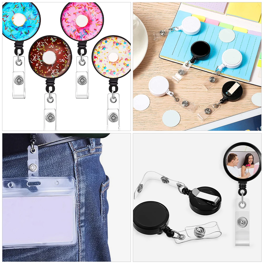 

4 Pcs Photo Key Card Holder Nurse Badge Holders Retractable Sublimation Id Access Plastic