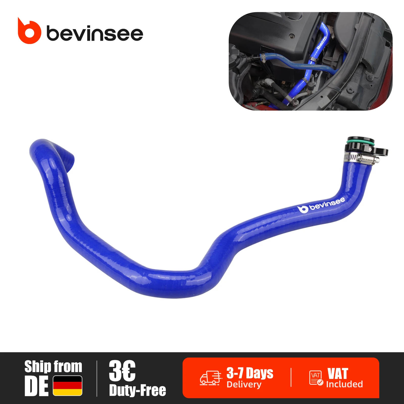(EU-Lager) Silikon-Kühlmittelschlauch mit Flansch passend für BMW E90 E91 E92 E93 323i 325i 328i 330i E87 130i N52, Ersatz für 11537545890