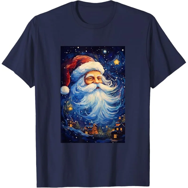 Christmas Santa Claus - Van Gogh Style - Starry Night T-Shirt