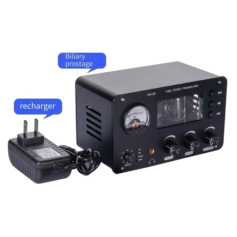 Y45A-Audiophile Tube 4 Input 2 Output With Built-In VU Level Meter High-Bass Adjustment Headphone Amplifier With US Plug Durable