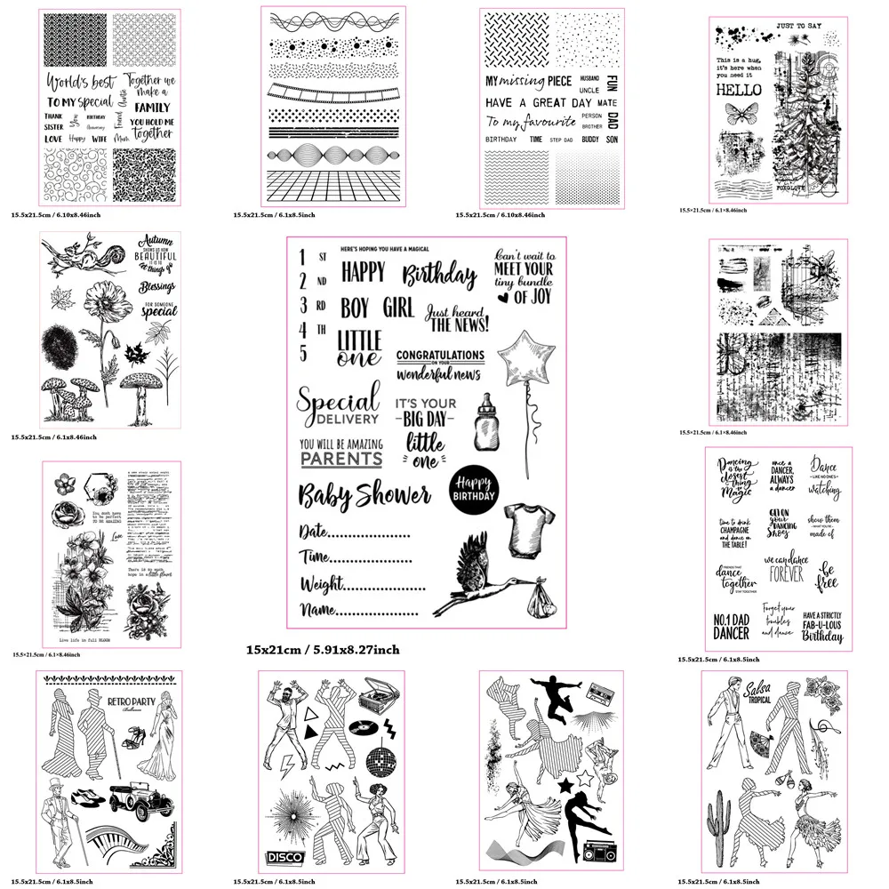 

Прозрачные штампы для изготовления открыток, резиновые штампы на день рождения, принадлежности для рукоделия, скрапбукинга, ведения журнала