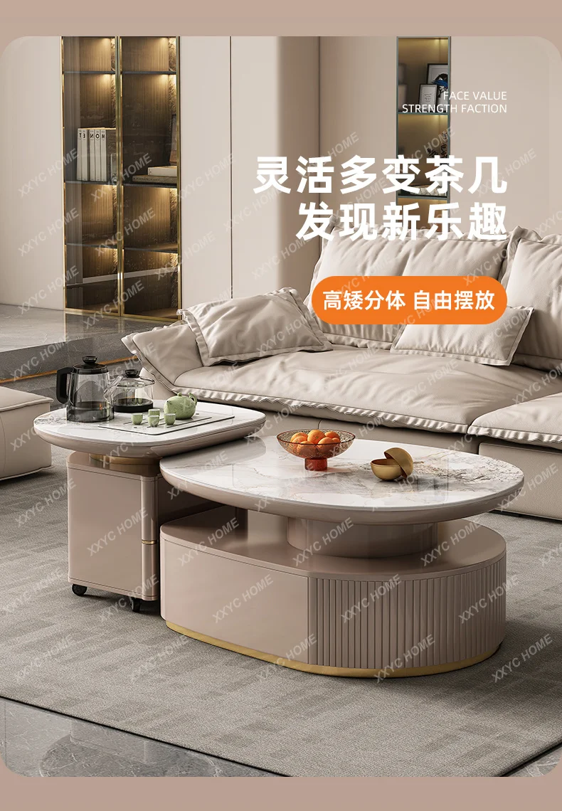 

yj21 Rock slab TV cabinet combination modern simple household small apartment retractable floor cabinet multi-functional coffee