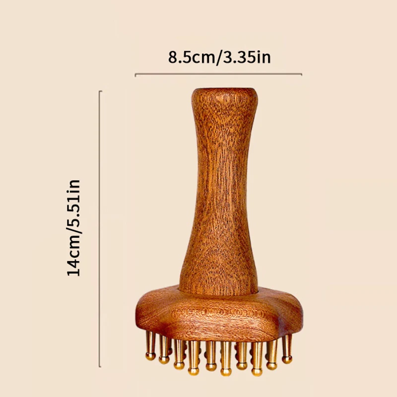 Durable Chinese SPA Gua Sha Tool Copper Head Massage Gua Sha Comb Long Wooden Handle Sturdy Meridian Point Massager Brush view 6