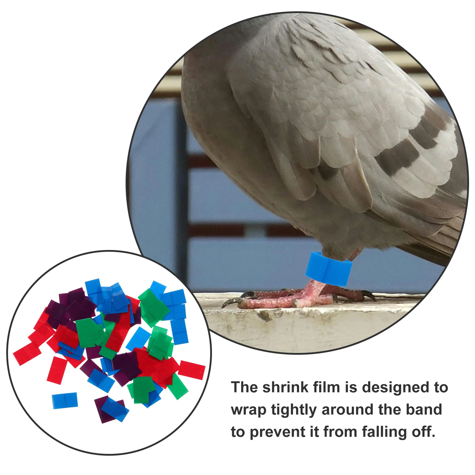 

80Pcs Pigeon Foot Ring Heat Shrink Film Elastic Durable Seal Film Racing Pigeon Foot Accessories Shrinkable Protection Band