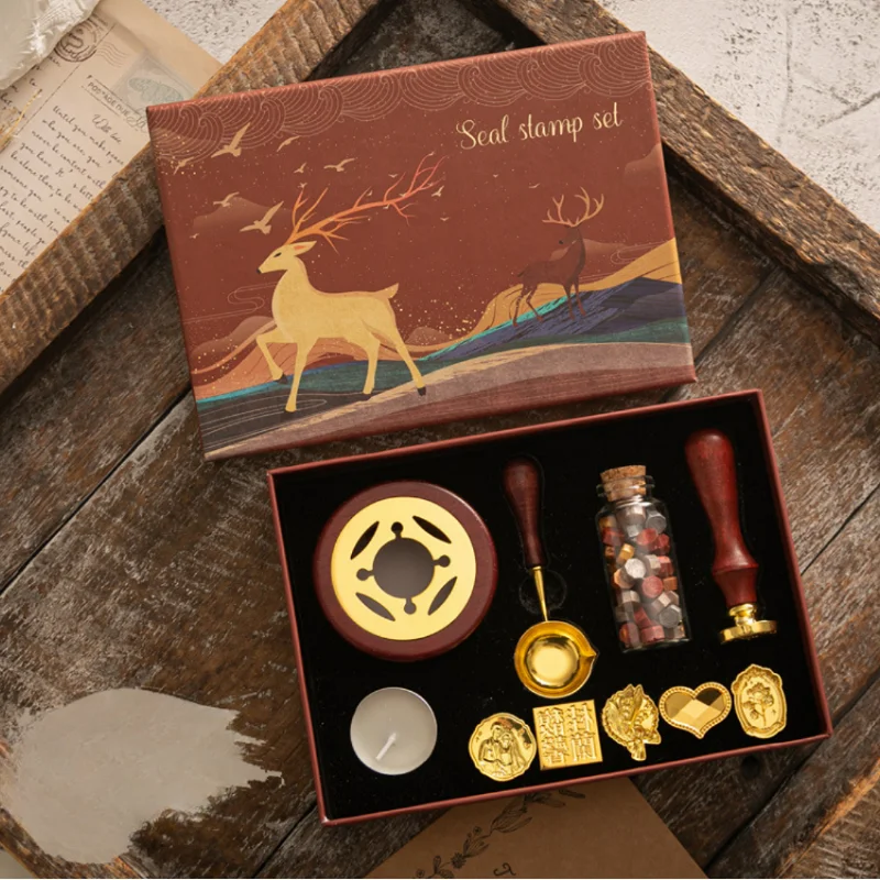

High Quality Wax Sealing Stamp Set Widely Used Practical Exquisite Sealing Stamp Kit Rust Prevention Retro with Replaceable Head