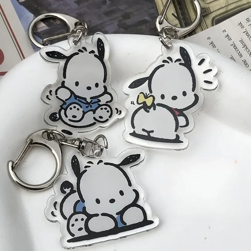 Sanrio Pochacco Decoration Keychain Anime Action Figures Cute Toy Car Desk Bag Decoration Q Figural Model Children Birthday Gift