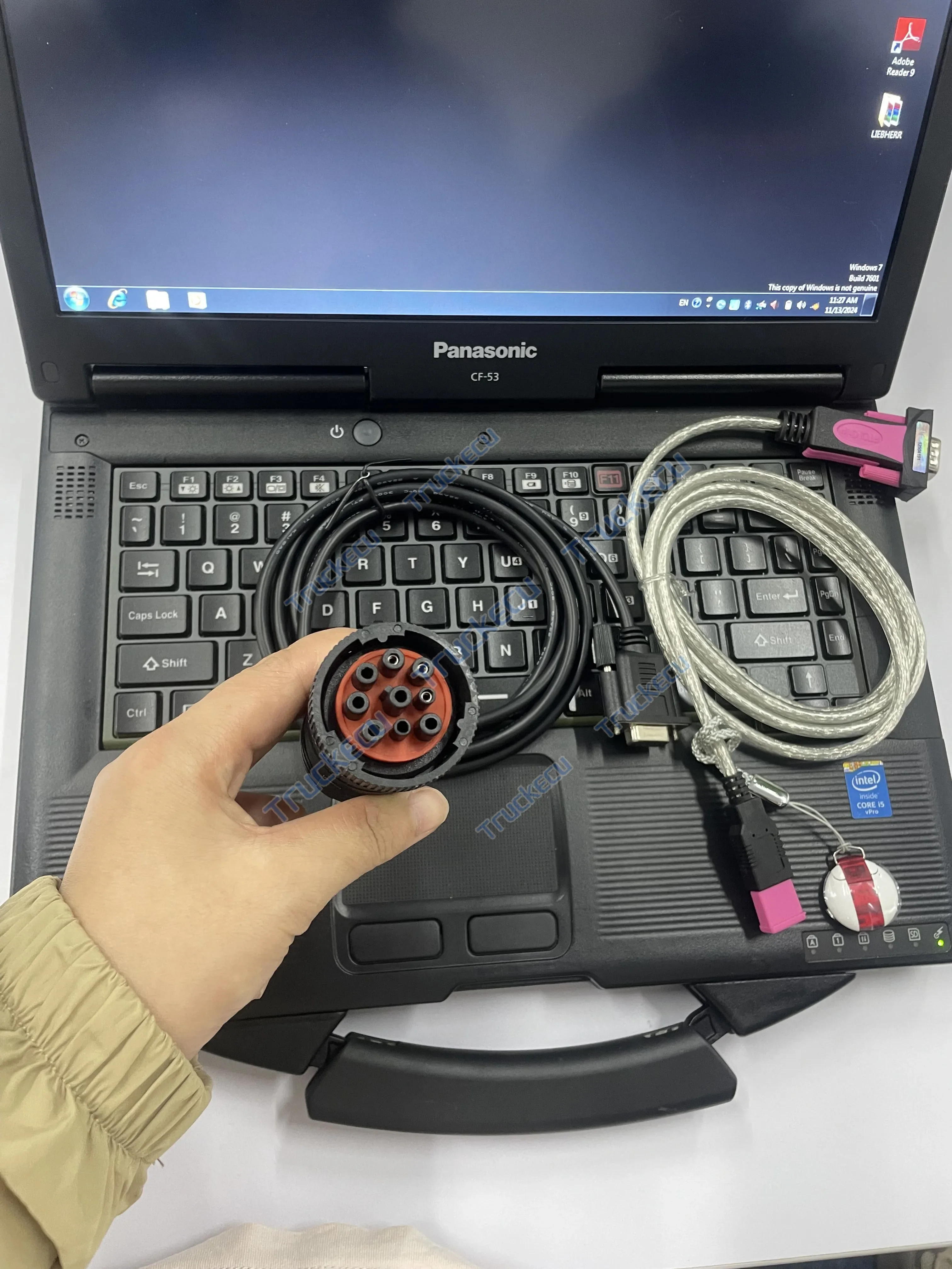 For LIEBHERR DIAGNOSTIC kit for Liebherr software SCULI with key dongle excavator Crane diagnostic tool+Thoughbook CF53 laptop