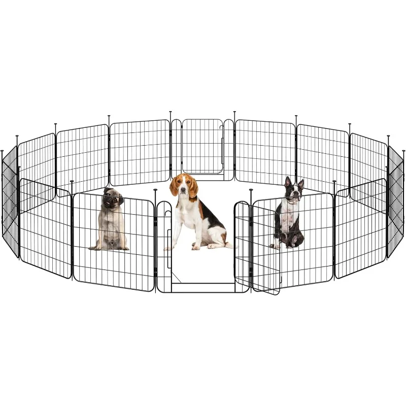 

Dog Playpen for Puppy/Small Dogs, Foldable Pet Pen Expandable Fence with Door for Indoor/Outdoor Use, 24 inch 16 Panel