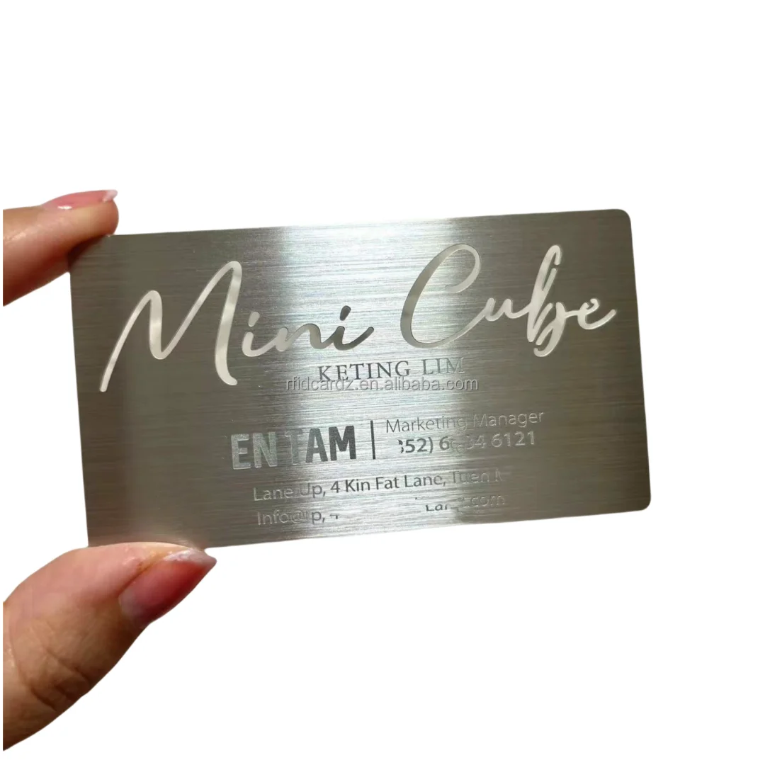 Customized inquiry Luxury Metal Stainless Steel Card Brush Finished With Logo Laser Cuted High-end Custom Metal Business Card