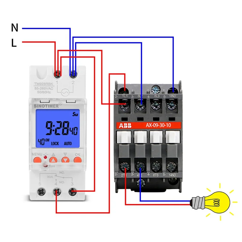 ABJS TM928RBKL Temporizador de instrumento de toque Tela grande Bateria substituível Backlight 85-265V 30A