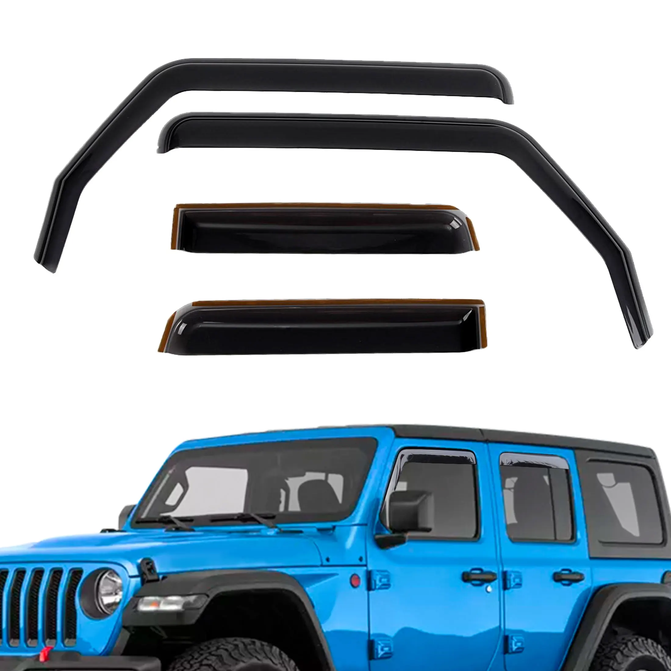 

4 шт., дефлекторы боковых окон, защита от дождя, козырек от солнца, защита от атмосферных воздействий, оконные укрытия, ABS для Jeep Wrangler JL 2018-2025