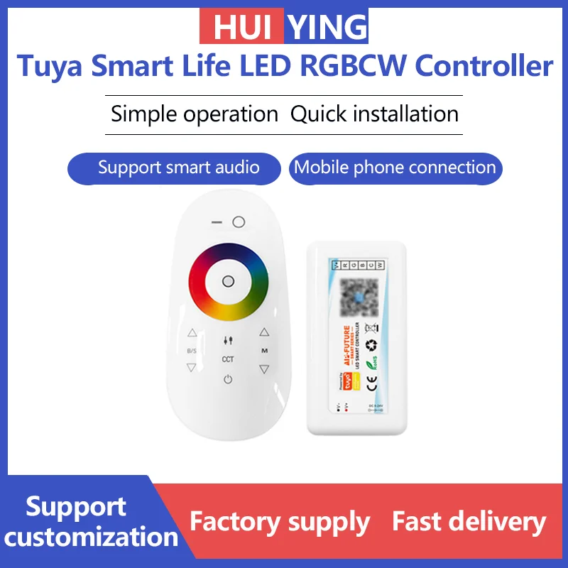 5 Way RGBWC LED Tuya Smart WIFI Controller with Wireless RF433 Touch Remote Control for Living Room,Study Room,Outdoor Lighting