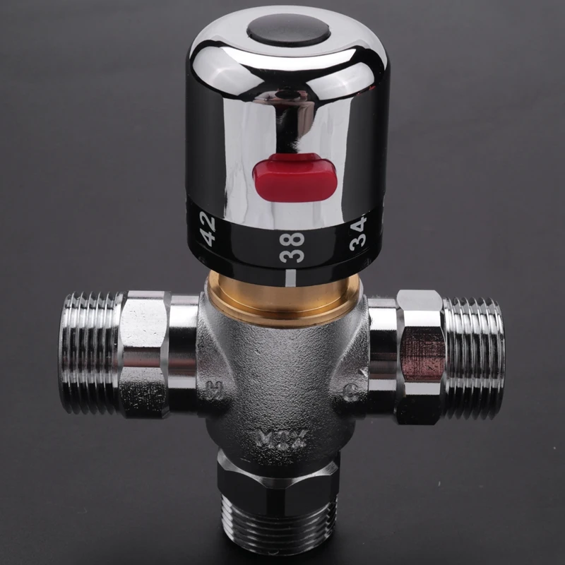 Solid Copper 3-Way Thermostatic Mixing Valve 3/4 Inch Solar Water Heater Valve Regulating Temperature Control Valve