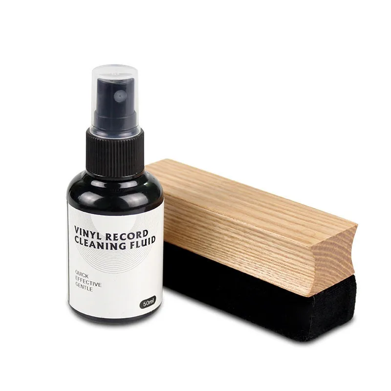 LP Vinyl Record, Phonograph Turntable, Sponge Brush Cleaner 2-in-1 Set, Dust Removal and Anti-static Accessories.