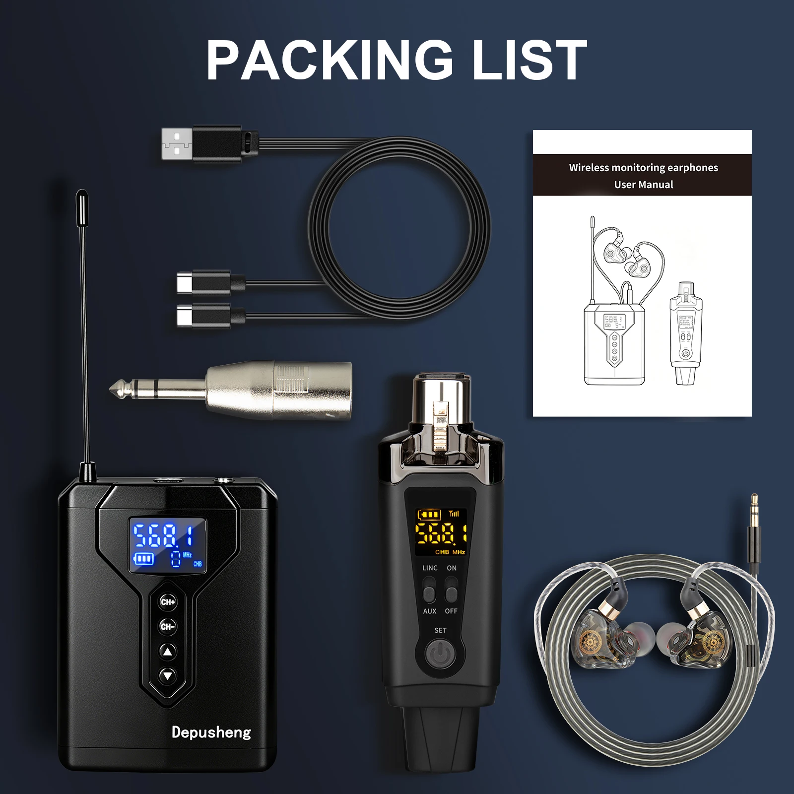 Depusheng DE4 Kabelloses Ohrmonitor-System mit Sender, Clip-on-Empfänger, automatischer Kopplung, In-Ear-Monitoring für Studio, DJ – Detail 12