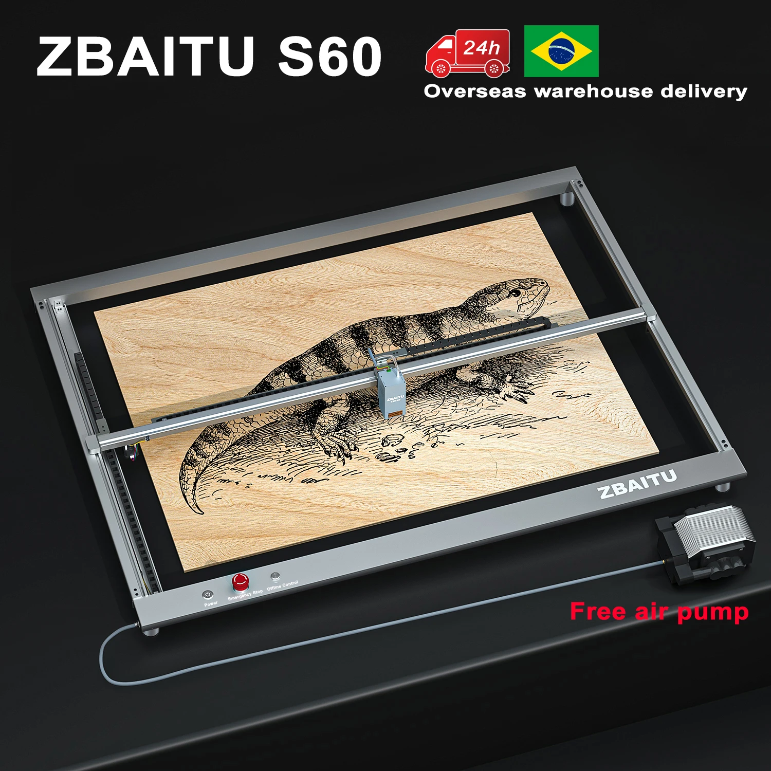 ZBAITU Máquina De Gravação A Laser, Tamanho Grande, 80x60cm, Alta Potência, 150W, Bomba De Ar, Localização, Envio, 20W