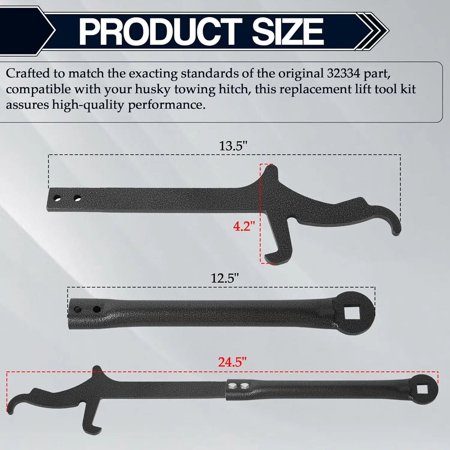 Husky Towing 32334 Kit di attrezzi per sollevamento per parti di sollevamento di traino di ricambio Collegamento linea centrale di traino Gancio in acciaio per uso rimorchio camper