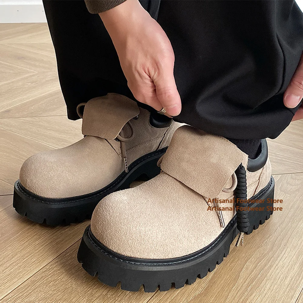 Мужские туфли дерби на толстой подошве, кожаные туфли в британском стиле с большим круглым носком, увеличивающие рост, модная роскошная мужская обувь ручной работы