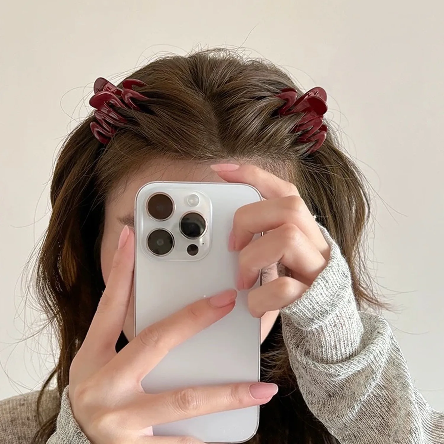 French Red Collection Grip Letters Gold Label Back Head Updo Small Shark Clip Hair Accessories Headwear Hairpin Hair Claw