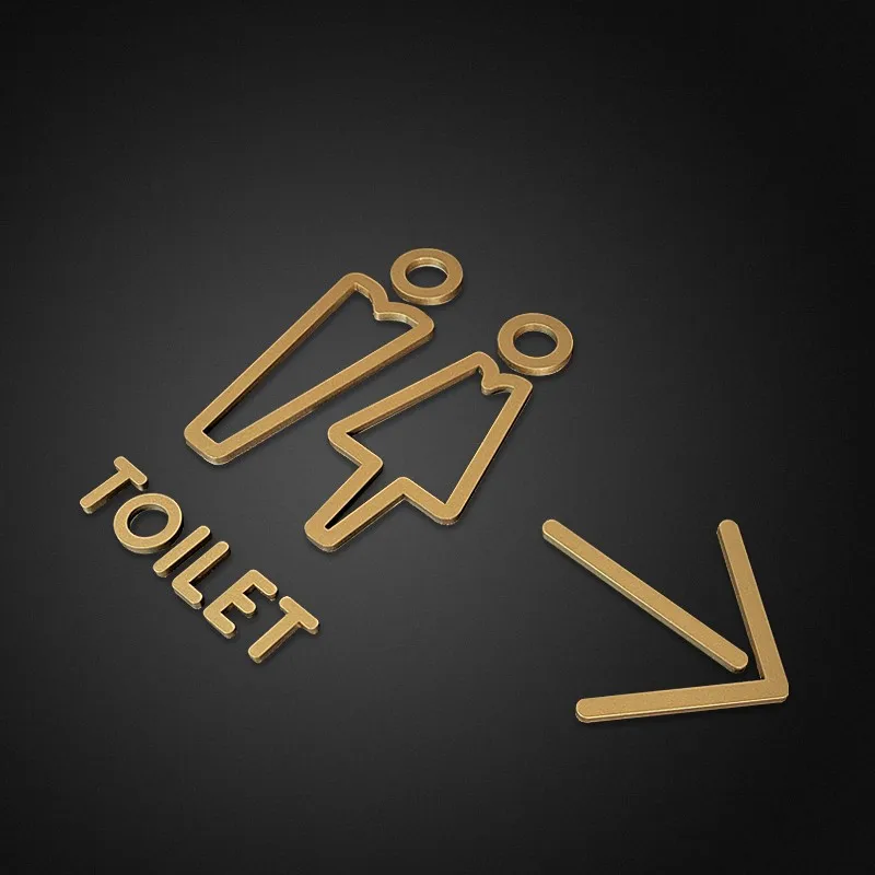 Toilet Signs Acrylic Reminder Sign Restroom Logo Signage Bathroom Door Plates Reminder Indicator Plaque Orientation Sign