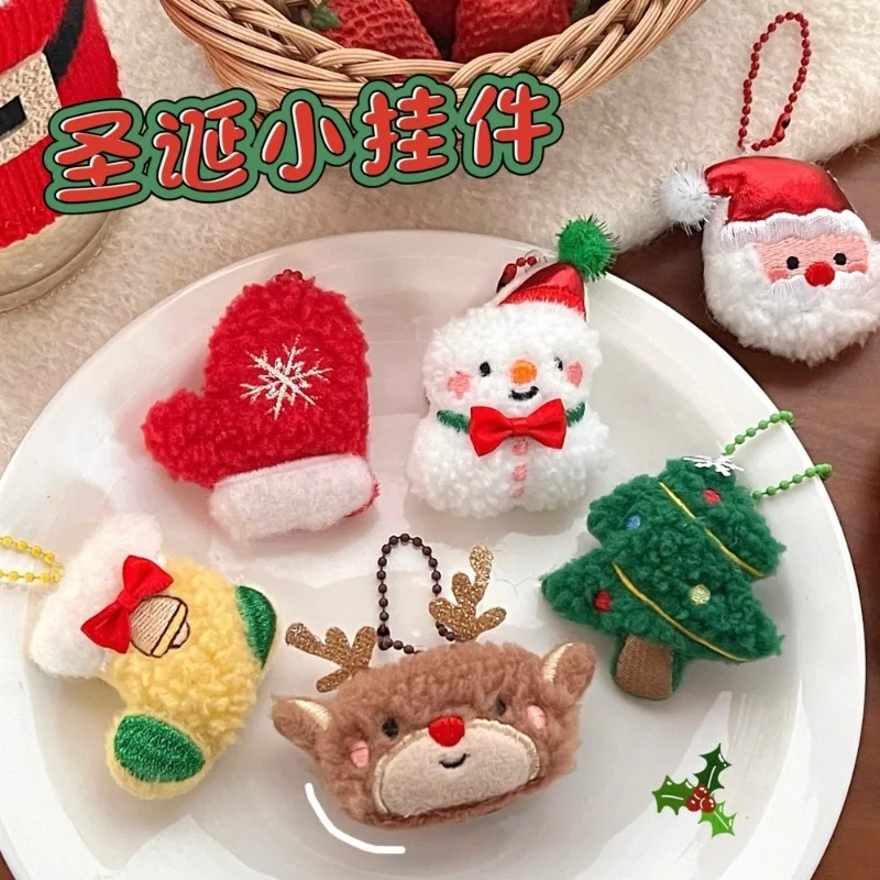 Lindo colgante de juguete de peluche de Navidad árbol de Navidad muñeco de nieve Santa Claus muñeco pequeño llavero mochila encanto colgante Поkejuden П®дарки