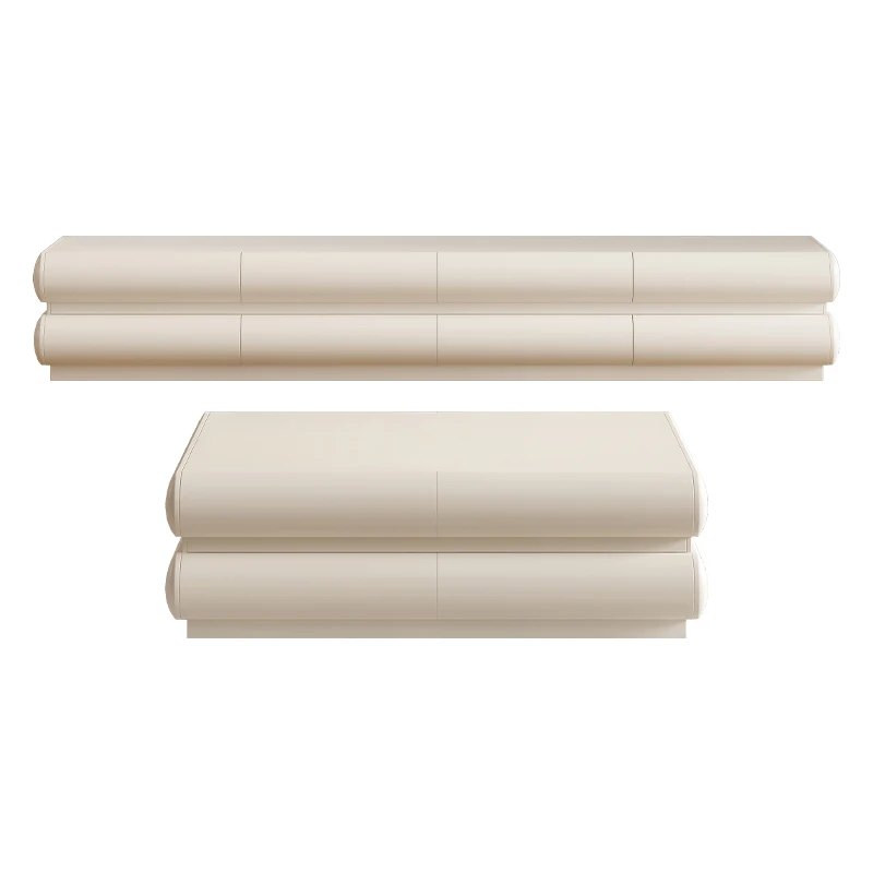 

New Cream Style TV Cabinet Coffee Table Combination Small Apartment Modern Tv Table Minimalist French Fernsehtisch Furniture