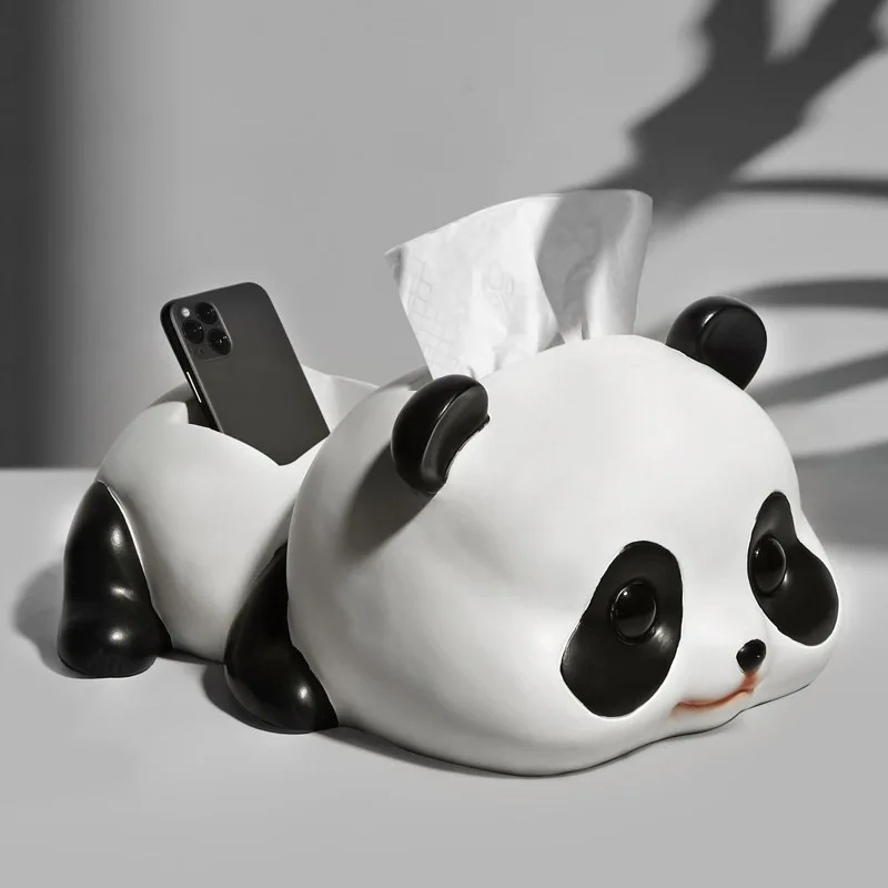 

Panda Tissue Box Holder,Cute Animal Shape Paper Dispenser with Phone Stand Home Desk Organizer for Bathroom Bedroom Office Decor