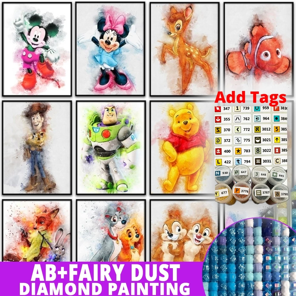 

С символом наклейка Фея Пыль AB DIY алмазная живопись девушка Дисней Микки Маус Бэмби собака домашний декор полная круглая квадратная мозаика Em