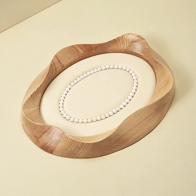 Solid Wood Pearl Jewelry Display Tray, Ring Necklace Earring Organizer, Bracelet Jewelry Exhibition Props