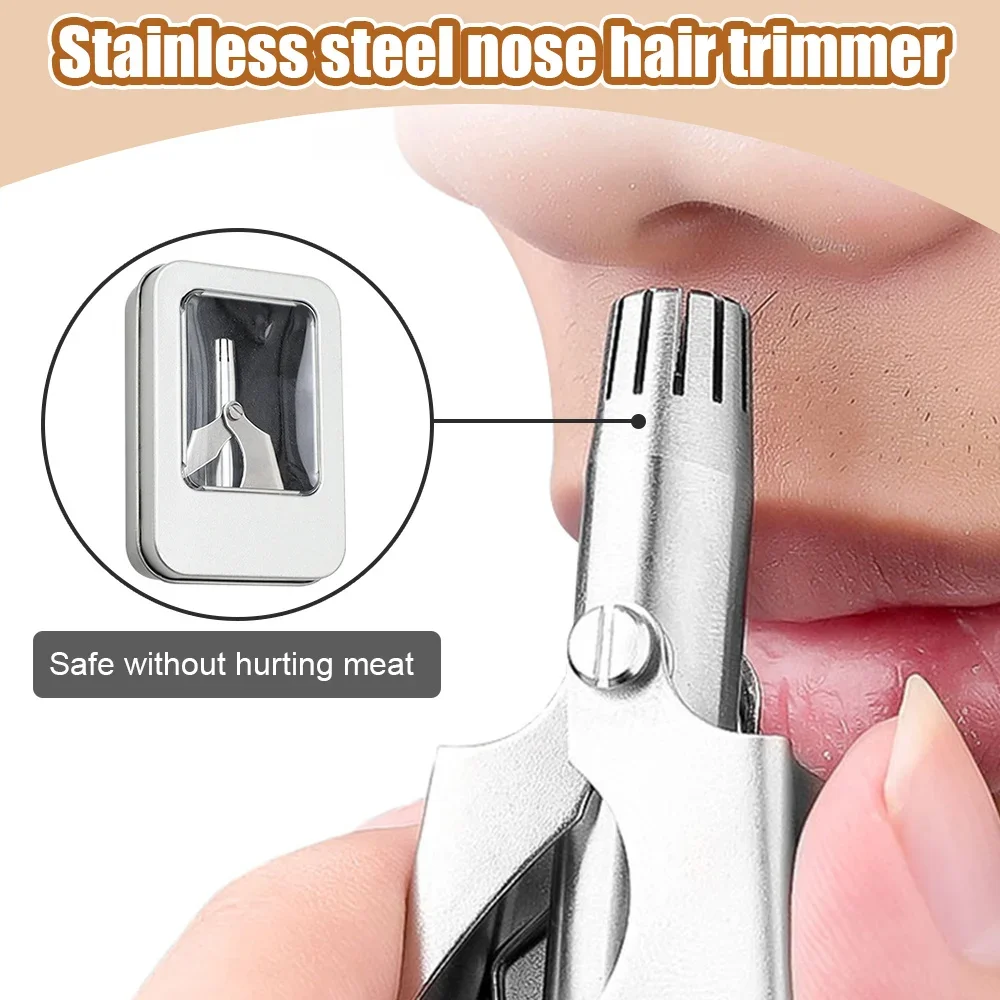 Stainless Steel Manual Nose Hair Trimmer Shaver Men's Nose Hair Trimmer Washable Nose Hair Ear Hair Trimmer Care Tools