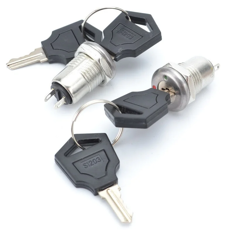 Zinc Plastic Electronic Key Switch ON OFF Lock Switch Phone Lock Security Power Switch Tubular Terminals 1 Locks + 2 Keys