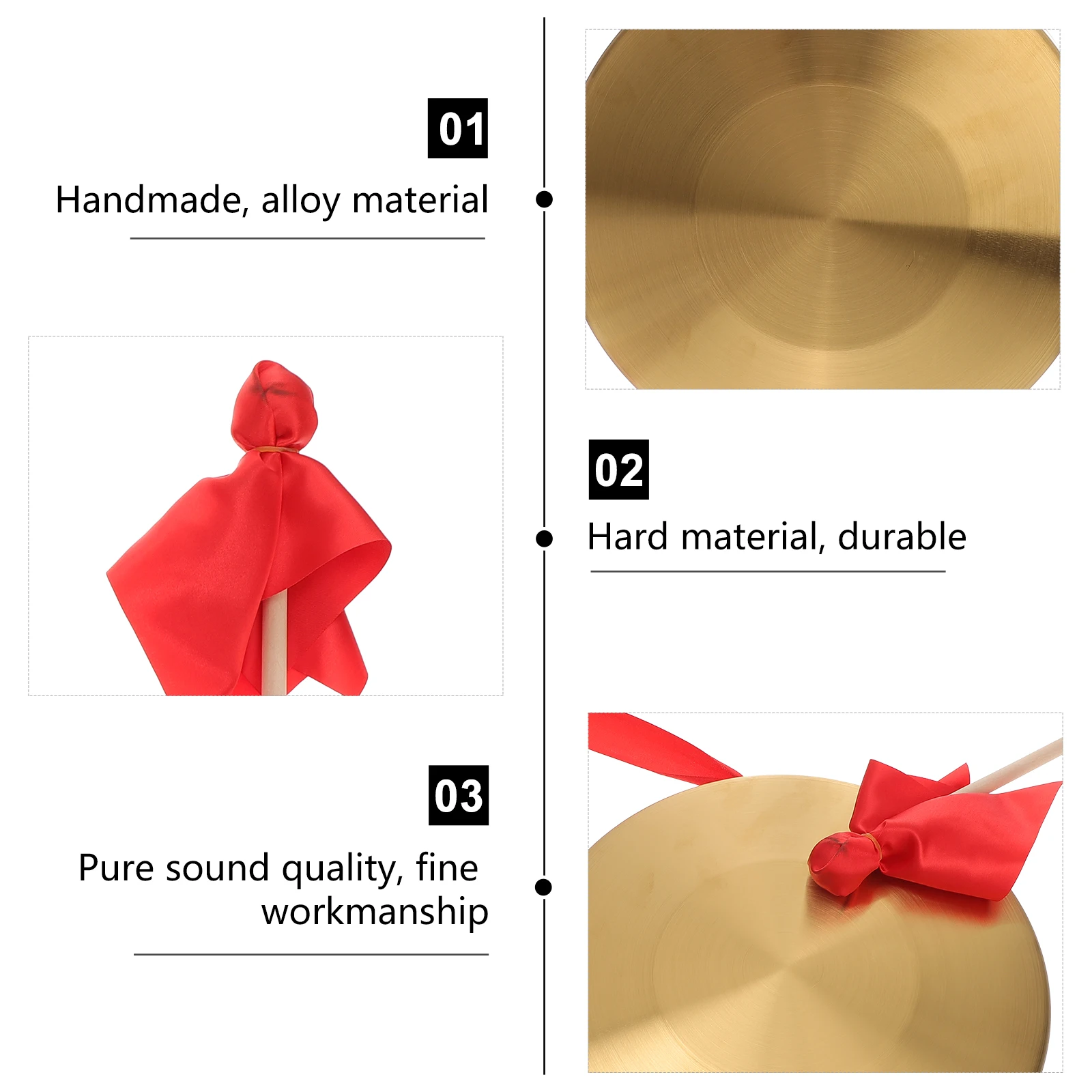 

1 set 1 Set Chinese Gong Hand Hammer Percussion Instrument Golden Traditional Opera Drum Sturdy Durable Pure Sound Hearing