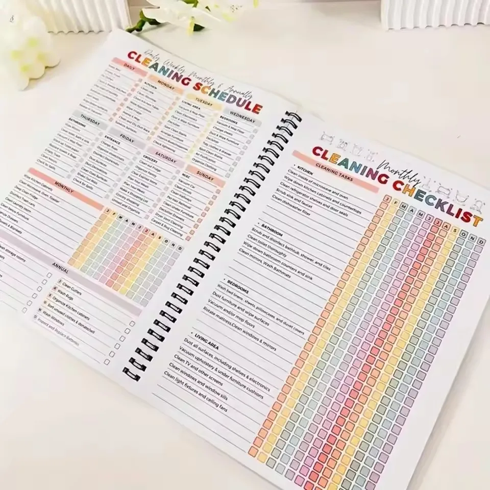 ADHD Cleaning Planner Bundle – Includes Home Cleaning Schedule, Weekly, Monthly, Year-Round Cleanliness Tips, Family Chore Chart