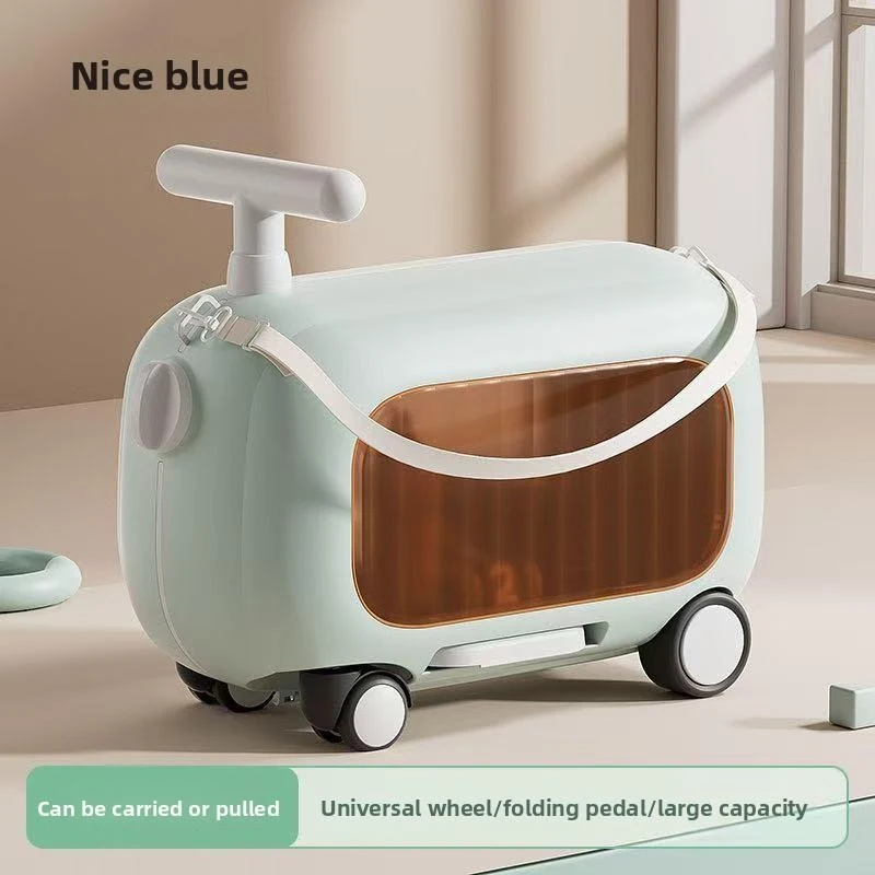 Langkes 2-in-1 Kids Rideable Suitcase Travel Scooter Stroller Luggage No Check-in Lightweight Storage Box for Boys Girls Balance