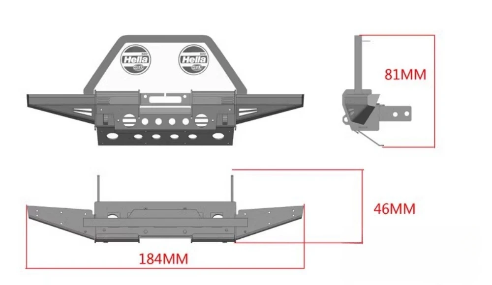 1/10 Crawler Truck Metal Front Bumper & Hella Lights fit RC4WD Gelande2 Chassis Defender D90/D110 RC Car 1 10 Remote Control toy