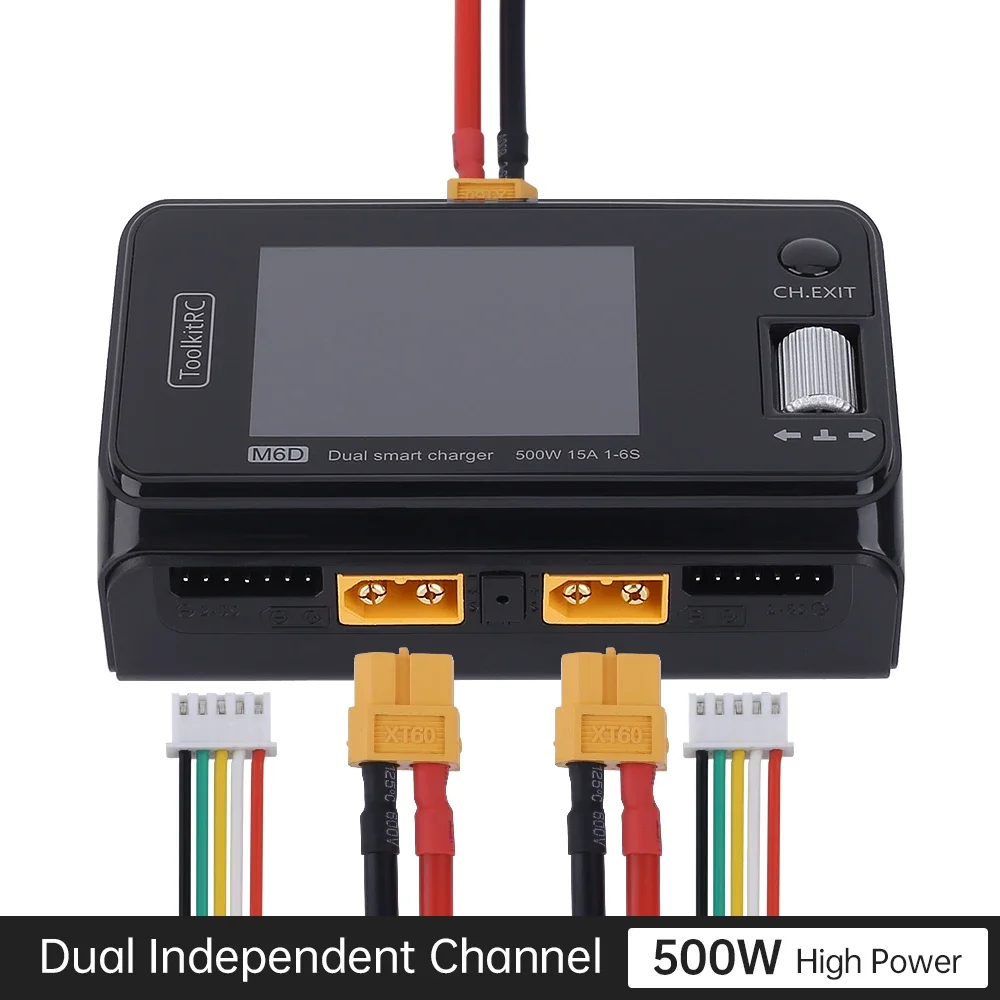 

ToolkitRC M6D V3 500W 15A DC Dual Channel MINI Smart Charger Discharger For 1-6S Lipo Battery FPV Model Spare Part Replace M8