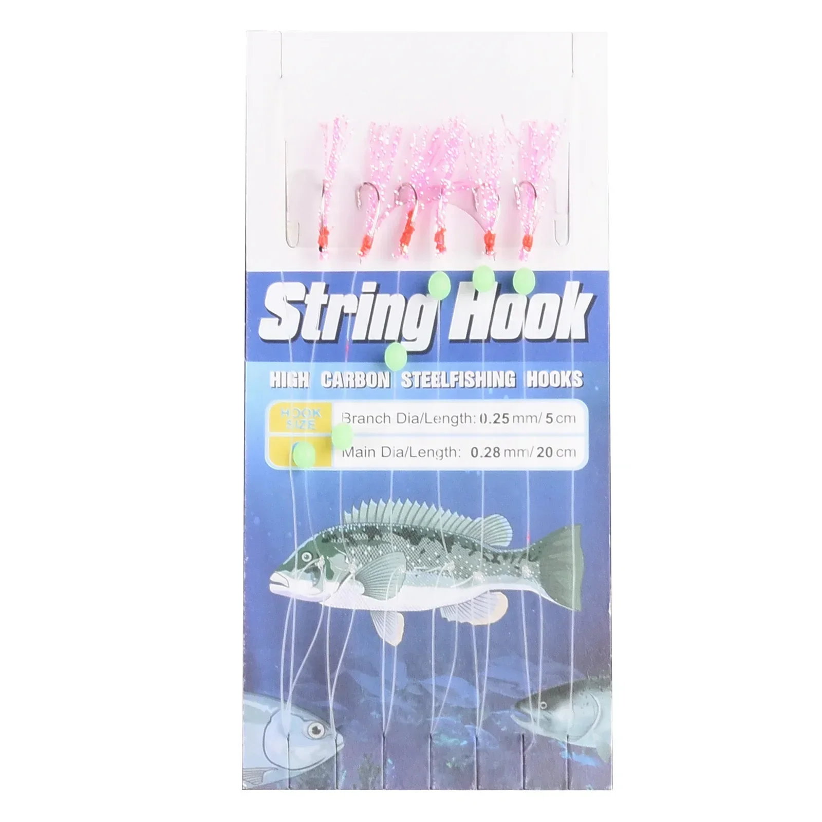 Luminous String Hook Fishing Hooks Fishing Tackle Colourful Fishing Sabiki Rigs For Sea/Freshwater Hot Sale Practical