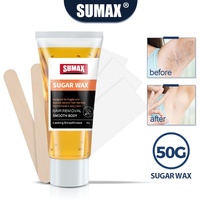 SUMAX Depilatory Wax Hair Removal Sugaring Cold Sugar 50g Kit Natural Painless For Arm Leg Facial Underarm