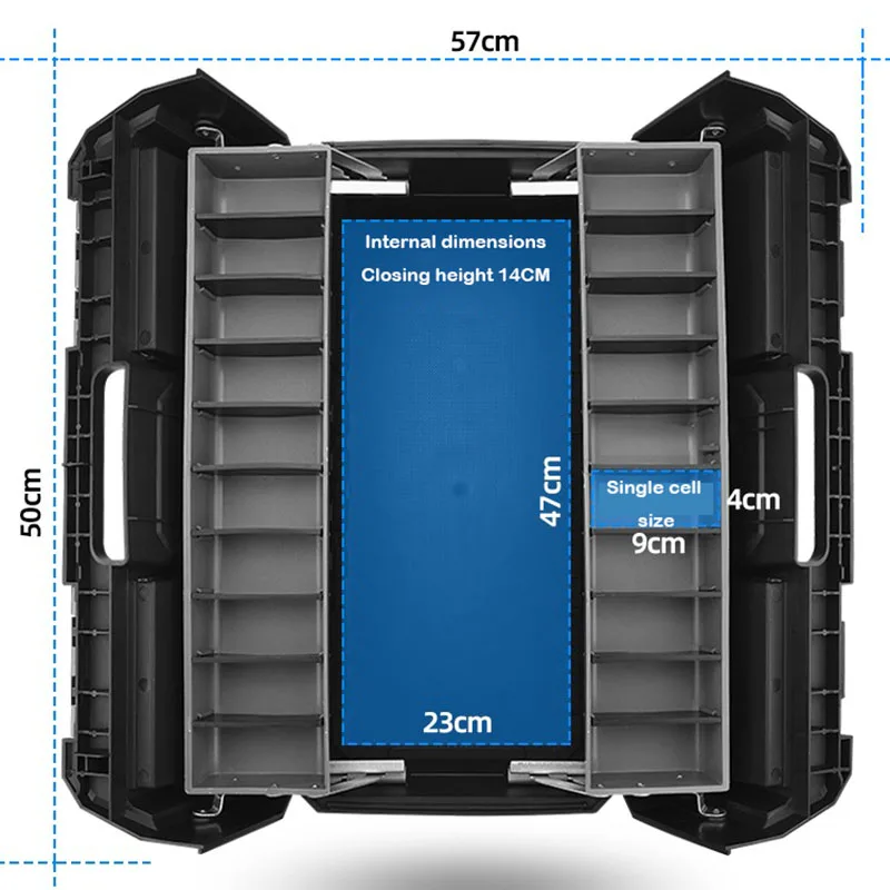 Tipping Bucket Type Tool Box Plastic Storage Tool Case Professional Mechanical Workshop Hardware Supplies with Shoulder Straps