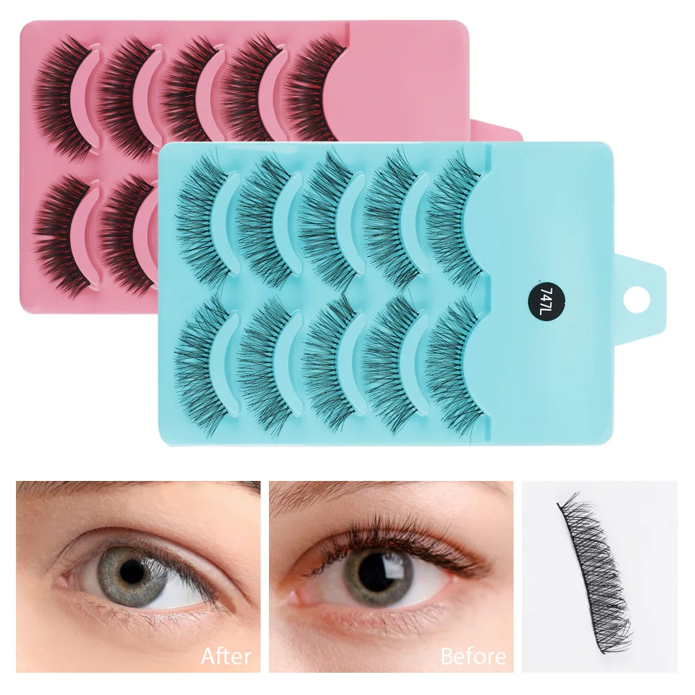 5 pares de pestañas 3D de pelo de imitación de visón, pestañas postizas suaves, pestañas gruesas y esponjosas naturales, maquillaje de pestañas hecho a mano, extensión de pestañas