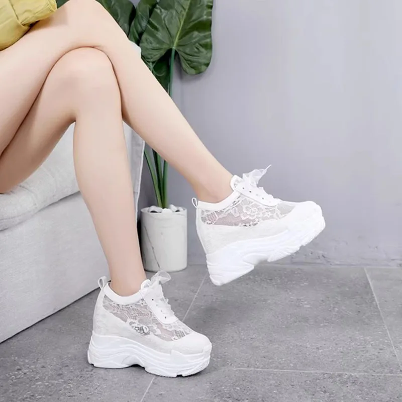 

Fashion Women Shoes 2026Summer New Breathable Mesh Shoe 10cm Height Increasing Wedge Platform Shoes Women Sneakers Zapatos Mujer