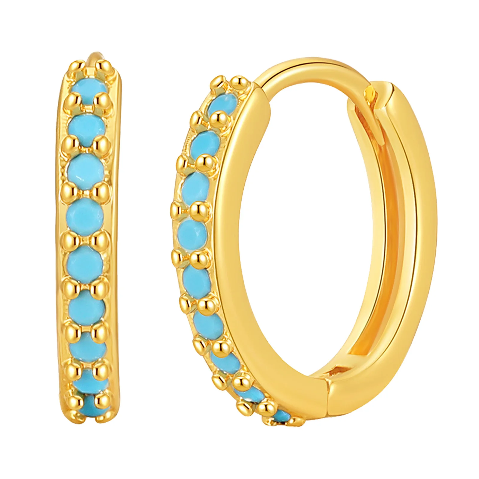 

Little Huggies Hoop Earring for Women, Turquoise Nature Stone Small Circle Earring Wholesale