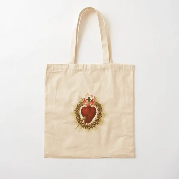 Sacred Heart Of Jesus Catholic Devotion  Canvas Bag Grocery Designer Unisex Shopper Reusable Foldable Shoulder Bag Ladies